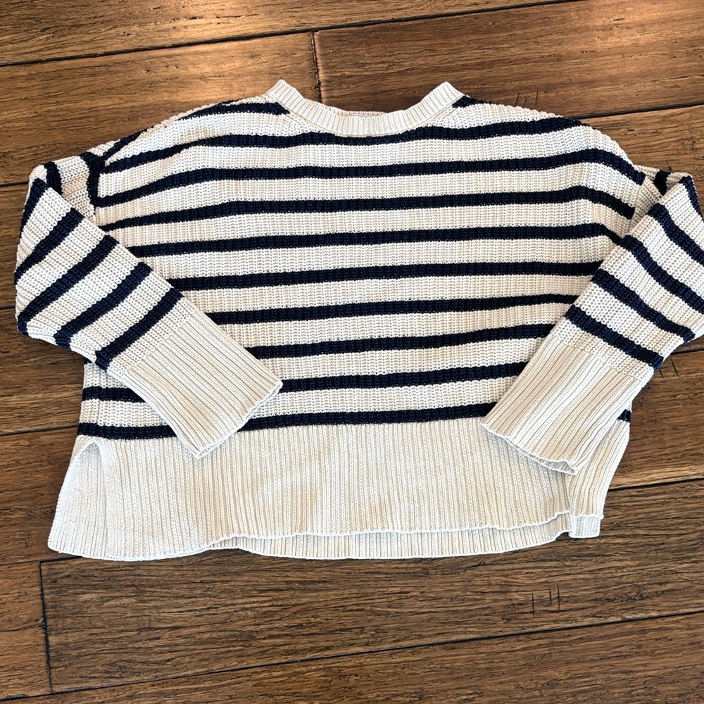 GAP Navy & White Striped Knit Sweater